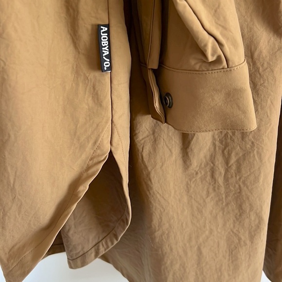 AJOBYAJO Oversized Wax Shirt Jacket Barn Chore Tan Brown NWT - Picture 12 of 16